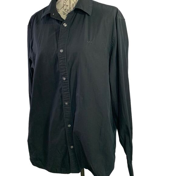 Michael Kors Men's Large Tailored Fit Black, Button down Dress Shirt 100% Cotton - Picture 11 of 11